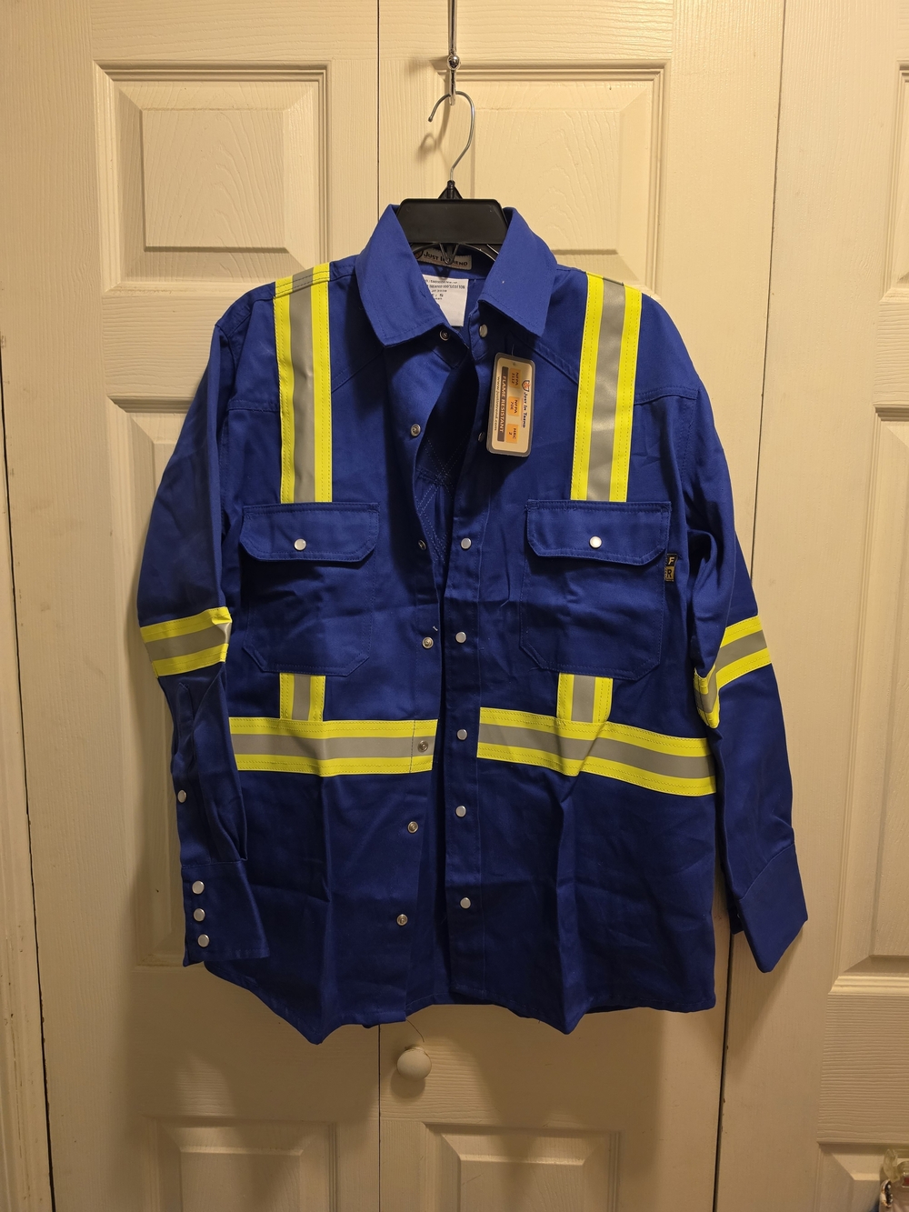 Hi-Vis Blue Work Shirt with Reflective Flame Resistant